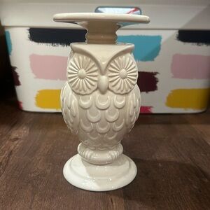 Bath&Body Works cream colored owl 🦉 3wick ceramic candle holder